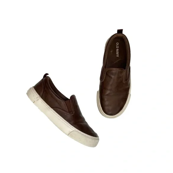 Old Navy Shoes Old Navy Boy Brown Slip On Sneakers Guc Vegan
